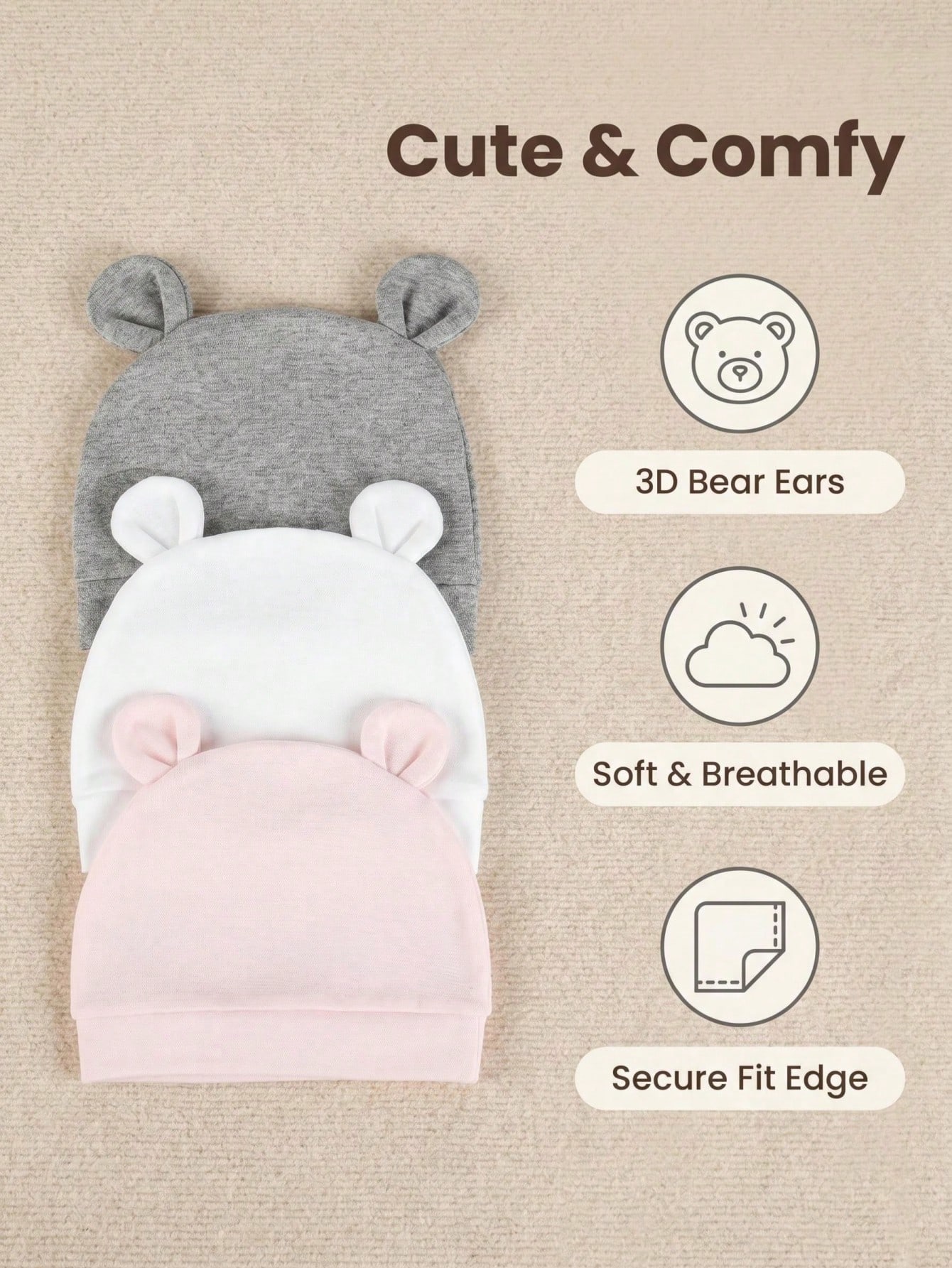 Set di 3 Cappellini per Neonat - Infant Beanie Hat With Ears recensione e prezzo